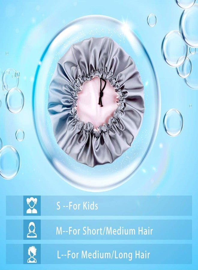 THXSILK Silk Bonnets, 22 Momme 100% Silk with HA, Extra Large, Double Layered, Reversible, Adjustable Elastic Night Sleep Caps for Women Hair Care -Charming Pink & Grey, M (For Short/Medium Hair) - Image 5